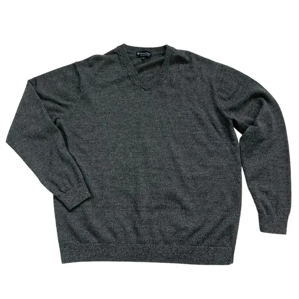 Hart Schaffner Marx Mens Gray Extra Fine Merino Wool Sweater Size 2XT
